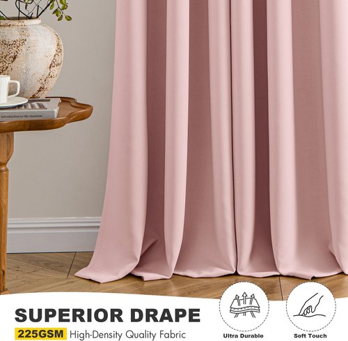 MIULEE Baby Pink Blackout Curtains - Thermal Insulated Room Darkening Drapes | 72 Inches Long, 2 Panels
