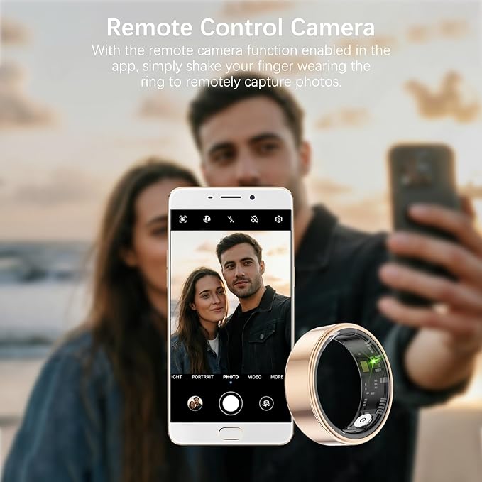Smart Health Rings for Women Men, Fitness Tracker with Heart Rate, Blood Oxygen, HRV, Sleep Tracker, Step Tracker, No Subscription Fee, IP68 Waterproof Smart Ring for iphone & Android (Gold, 12#)