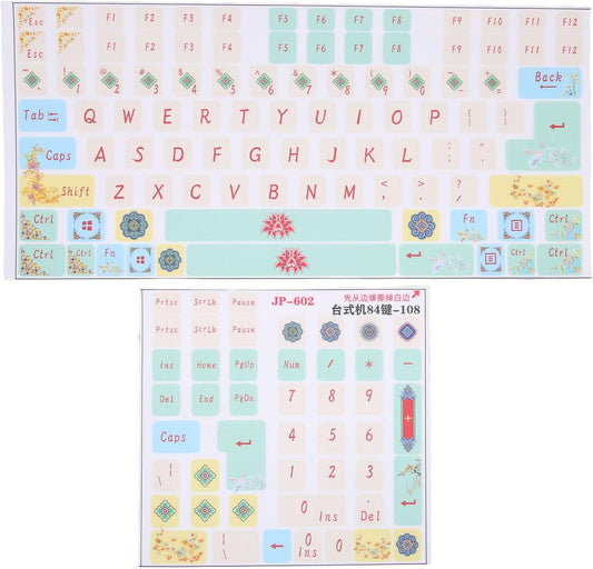 Vikye 2PCS/Pack 84 108 Universal English Keyboard Stickers, Frosted Surface Replacement Mechanical Keyboard Keyboard