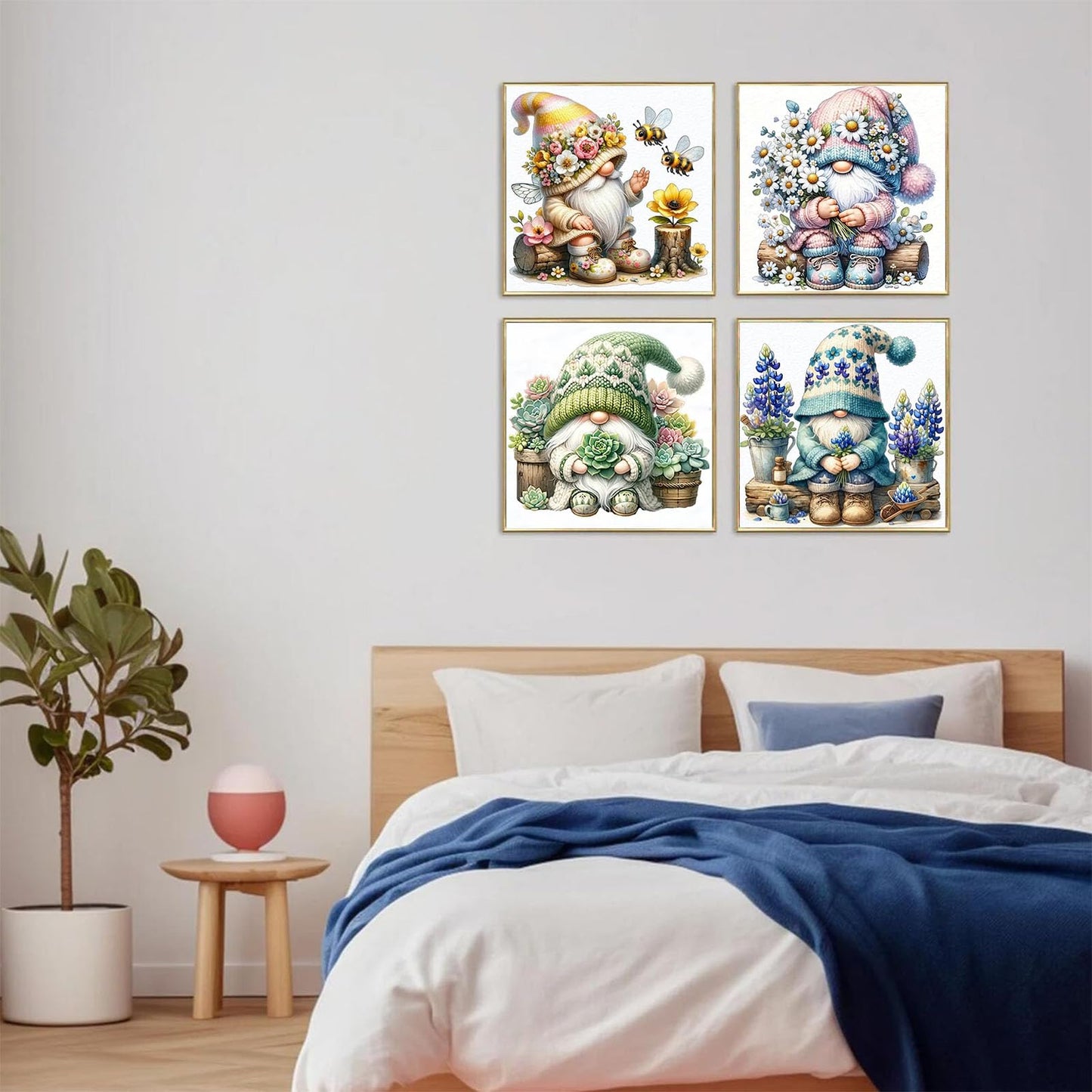ajepon 4 Pack Gnome Diamond Painting Kits for Adults-Gnome Diamond Art Kits for Adults, Diamond Painting Gnomes DIY 5D Round Full Drill Gem Art and Crafts for Home Wall Decor Gifts 12x12 inch