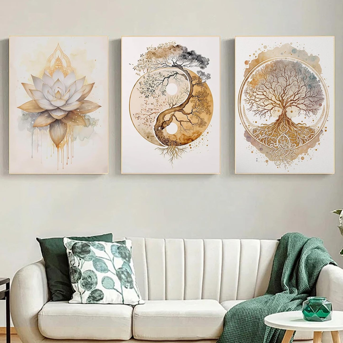 ARPADAMO 3 Pack Diamond Kits for Adults,5D Tree of Life Diamond Painting DIY Modern Gold Lotus Diamond Painting Art Kit for Adult,Round Full Drill Diamonds, Diamond Art Kit for Home Decor-12x16inch