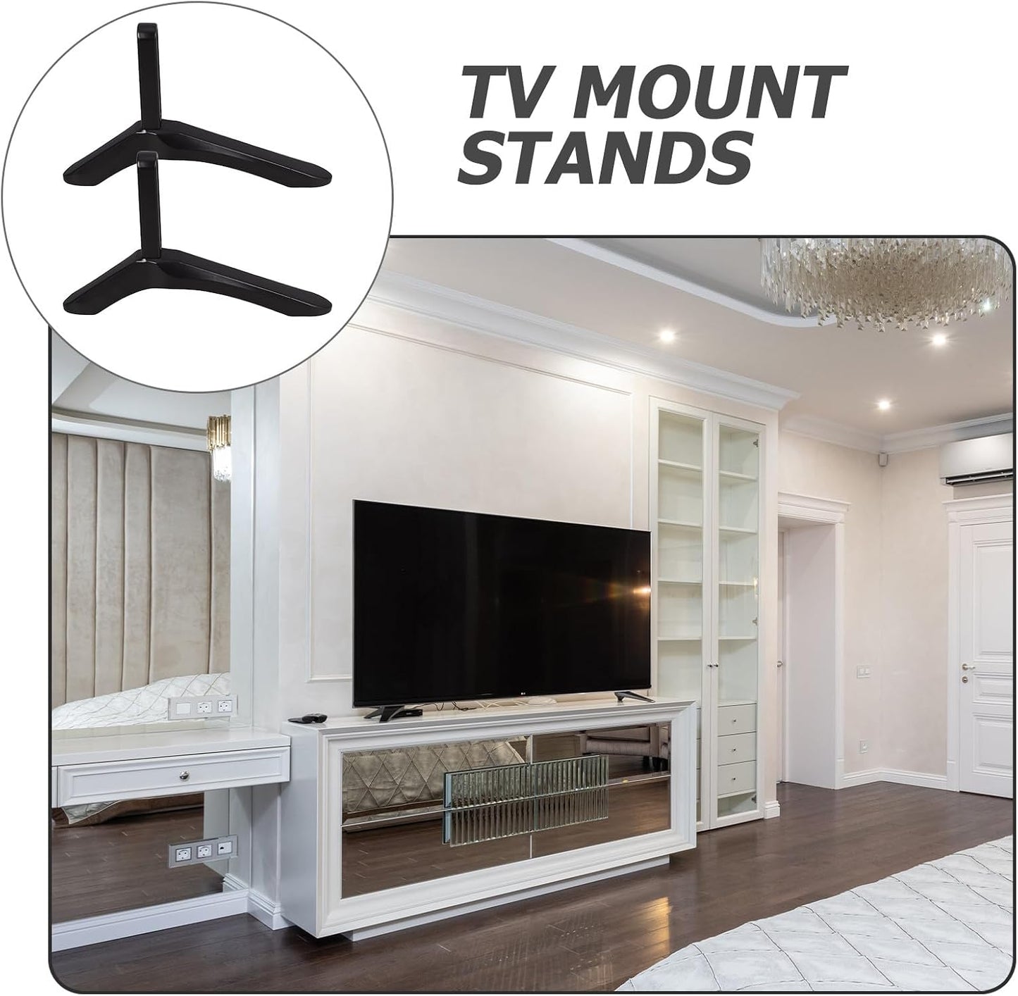 BESPORTBLE Universal TV Stand Base Bracket with Screws Aluminum Alloy Desktop TV Support Stand for LCD LED Televisions
