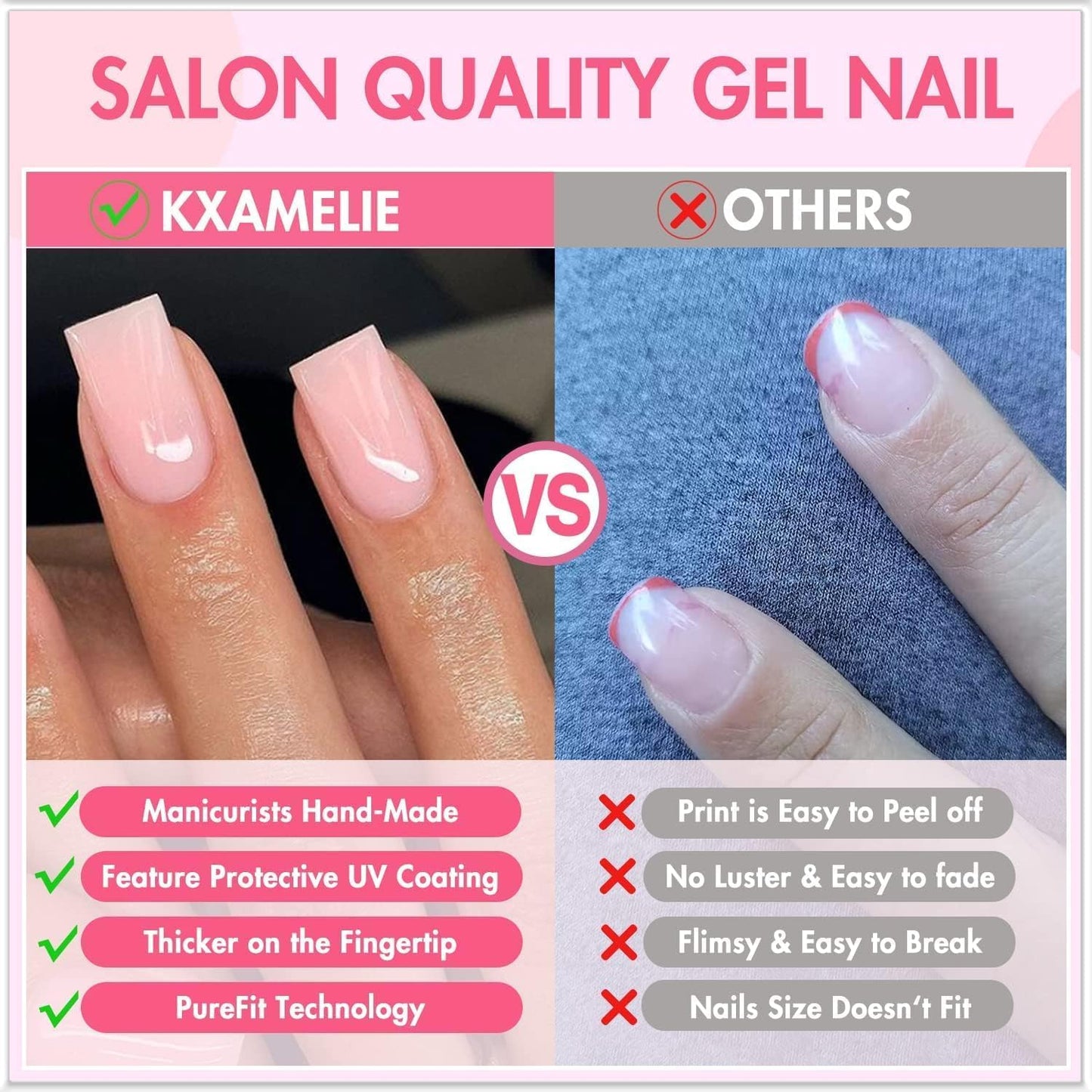 Matte Dark Red Press on Nails Short Square, Gel Nails Glue on 2025 Fall Colors Acrylic Nails Press ons Featured Protective Coat Thick Reusable Fake Nails 24Pcs Short Coffin Artificial Nails