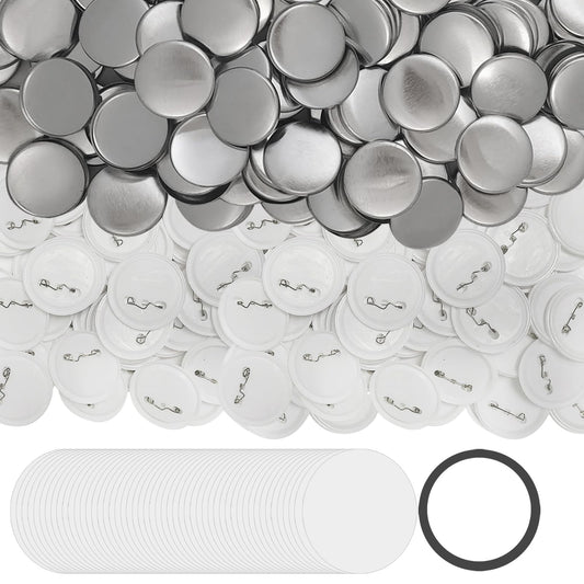 200 Sets 2.25 inch / 58mm Button Maker Supplies, Buttons Supplies for Custom Buttons & Badges, Metal Covers, Plastic Backs& Clear Film for Button Maker Machine, Badge Button Press
