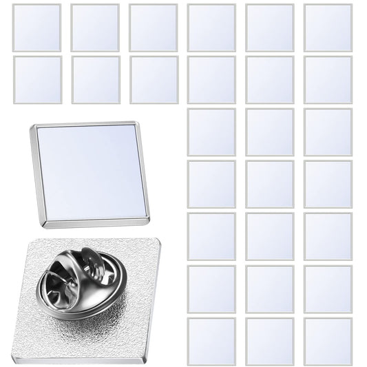 30 Pcs Sublimation Button Blank Pins, 0.75 Inch Square Sublimation Blanks Lapel Pins Heat Transfer Aluminum Badge for DIY Craft Jewelry Making Supplies Birthday Wedding Gifts
