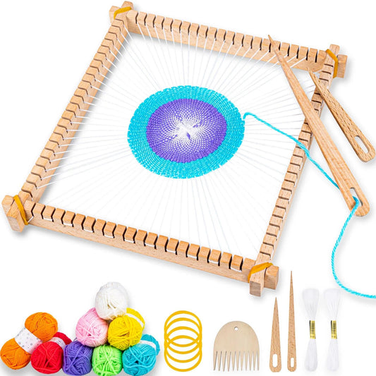 Lemonfilter Weaving Loom for Kids, 10 x 11in Large Wooden Kids Weaving Loom Kit for Birthday Gifts Age 6-8 8-10, Arts and Crafts Knitting Frame Beginner Kits for Tapestry, Coaster