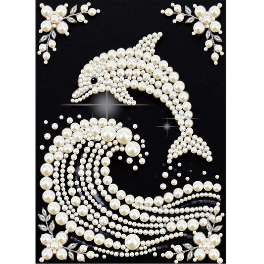 Kulvci Dolphin DIY 5D Pearl Painting Kit, Diamond Painting Kit for Adults Beginner, Bead Art Kits All-Pearl Dot Painting for Wall Decor, Creative Stress Relief Gift Home Decor,12 × 16 inch