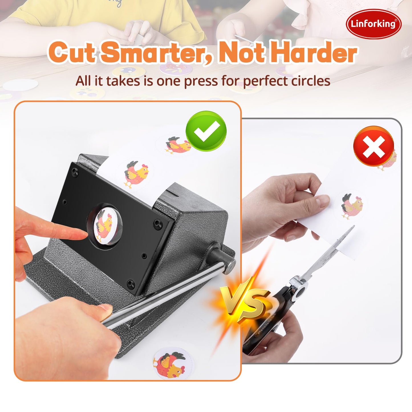 44mm (1.73") Circle Punch for 32mm (1.26") Buttons & Badges,Button Paper Cutter Circle Cutter Graphic Punch Die Cutter | Heavy-Duty Round Paper Cutter for Professional Button Making, Badges & Crafts