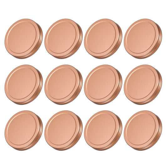 uxcell Mason Jar Lids, 86mm/3.39" Wide Mouth Tin Plate Caps Leak Proof for Canning Jars Kitchen Storage, (Rose Gold 12Pcs)