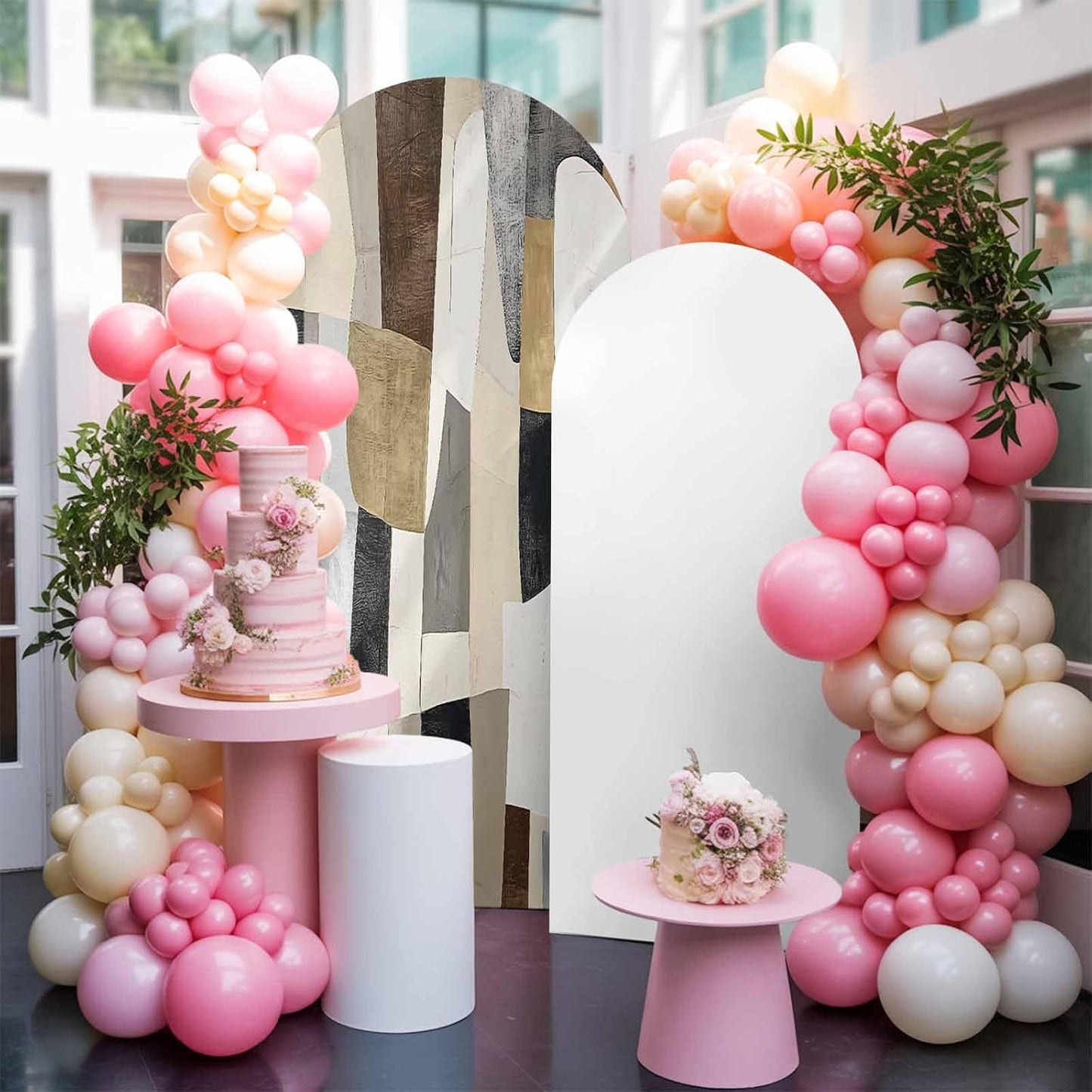 Jnbasdffb 6 Abstract Geometric Wedding Arch Cover, Stretchy Spandex Arch Backdrop Stand Covers FT, Oil Painting Simple