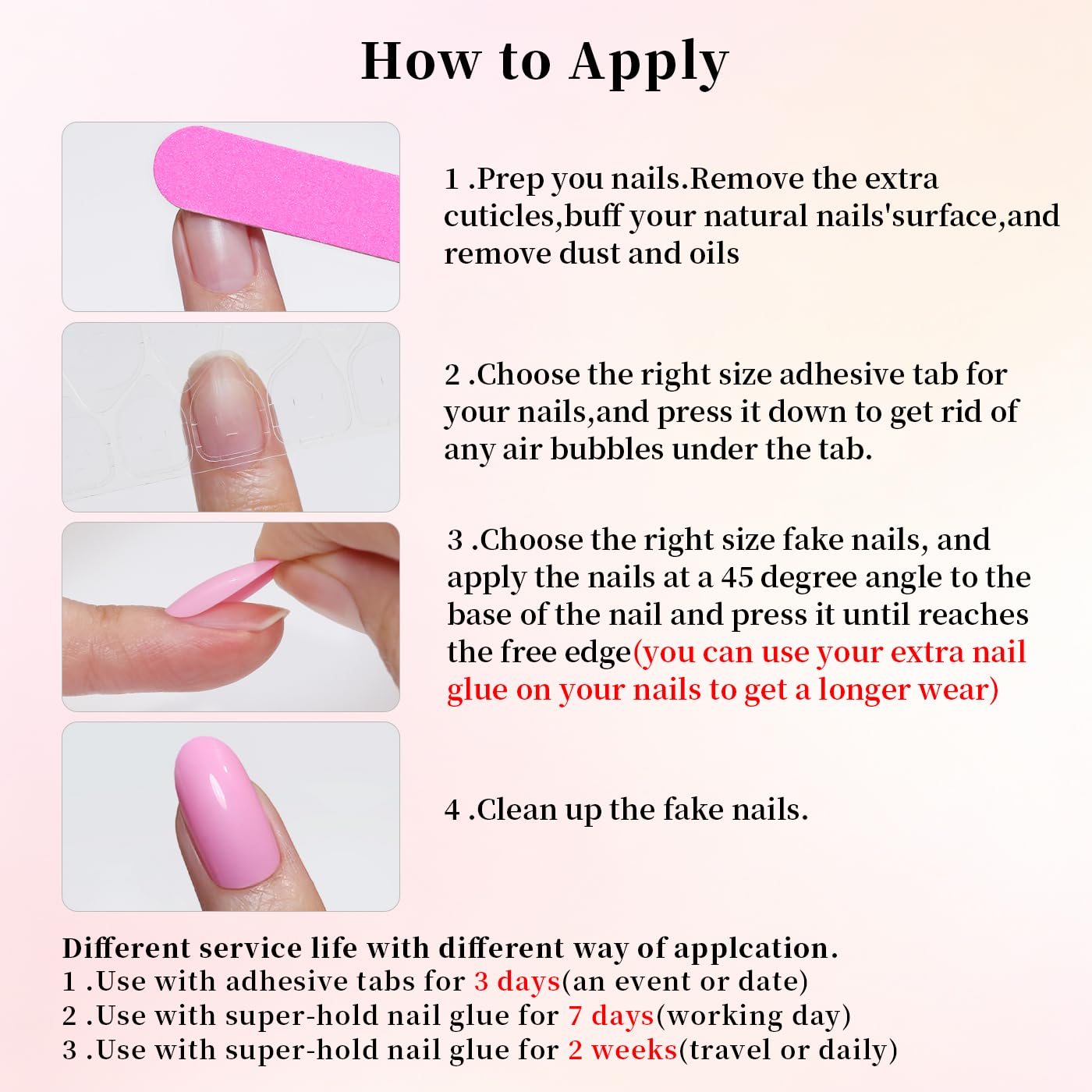 Goolich Bright Pink French Tip Press On Nails Short Almond, Bead with 3D Floral Mermaid Nails Press ons Set with Adhesive Tabs, 24 Pcs 12 Size Reusable Full Cover Glue on Nails for Women