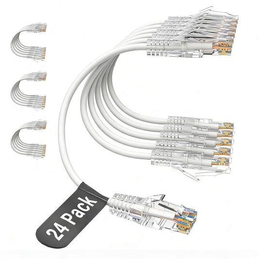 Cat6A 1.5ft 24-Pack, 10Gbps Cat8 Cat7 Jadaol Patch Cables Support Network, Snagless Ethernet Patch Cable for Short