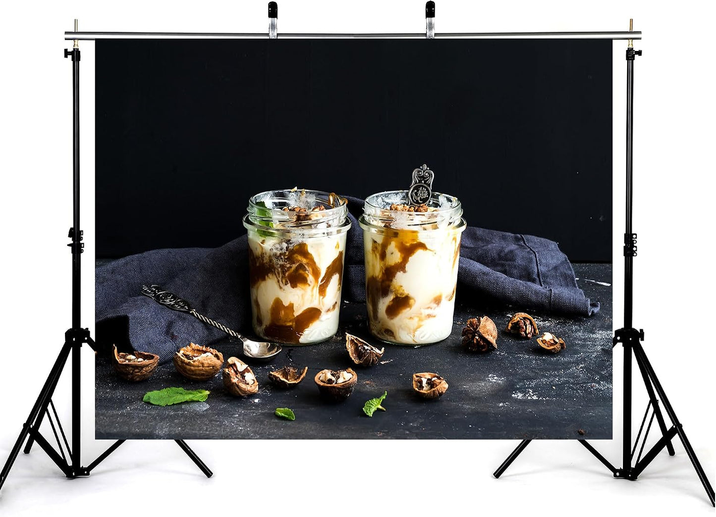 KeyWork 10x10ft Yogurt Parfait Backdrop Walnut and Caramel Dessert Photography Background for Brunch Party Sweet Event