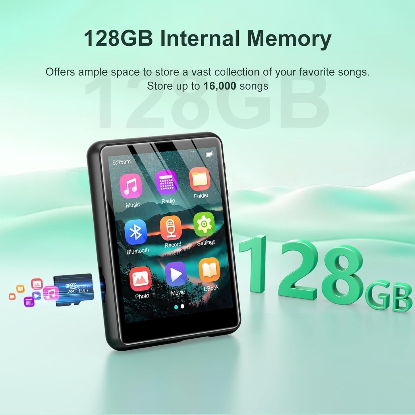 ZAQE 128GB MP3 5.4, 2.4" Player with Bluetooth Portable HiFi Music Player with FM Radio/HD