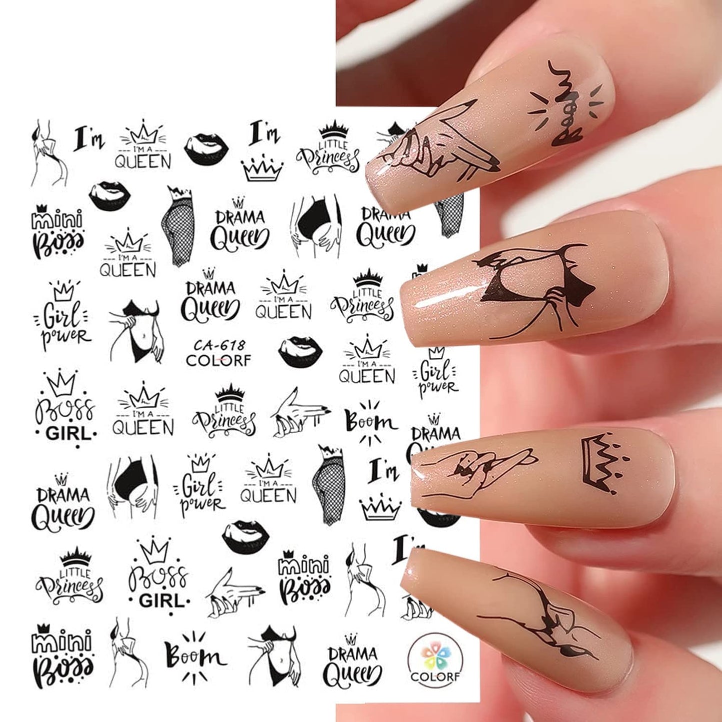 6 Sheets Sexy Girls Nail Stickers and 6 Sheets Dog Nail Stickers