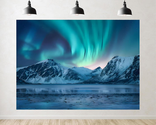 TryKid 8x8ft Frozen Aurora Borealis Backdrop Tundra Norway Polar Colorful Night Sky Forest Northern Lights Photography