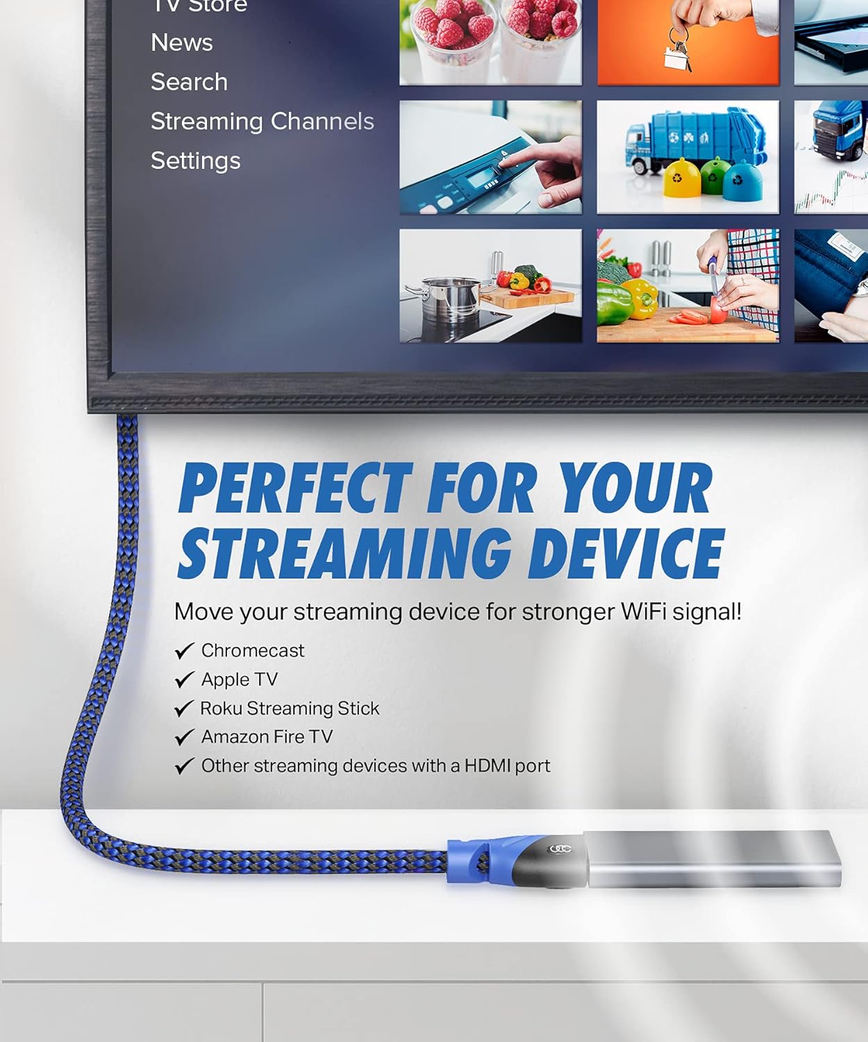 20 4k Ultra Clarity Cables High Speed HDMI Extension Cable - ft - Male to Female Connector HDMI Extender