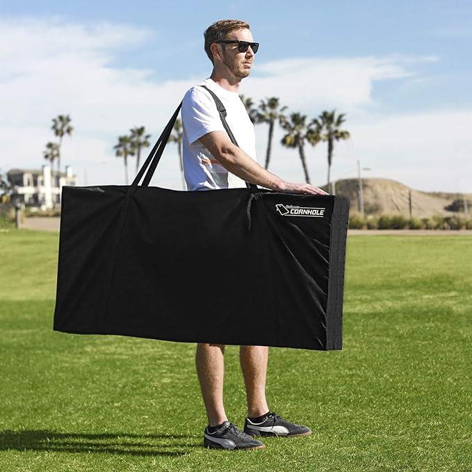 GoSports Regulation Size Wooden Cornhole Set with Natural Wood Finish - Includes Carrying Case