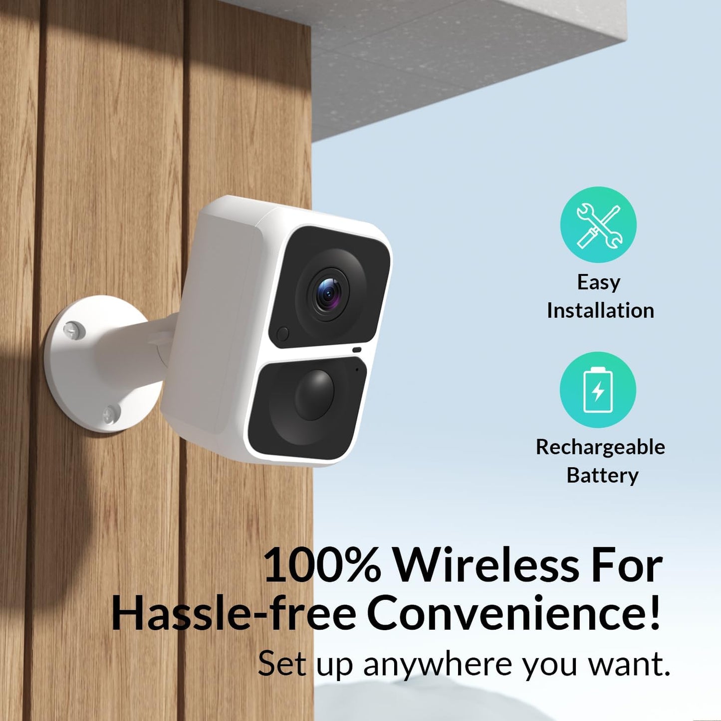 VKfoy 2K 2-Way Storage(32G Vicohome Battery-Powered WiFi Security Camera, Outdoor/Indoor with AI Motion Detection, Full