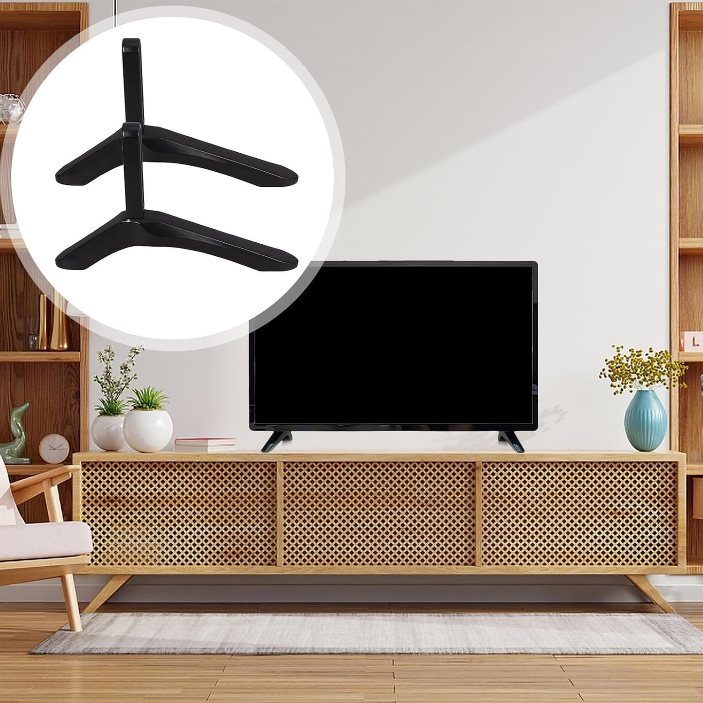 Alipis Tv Stand Tabletop Base with Screws Tv Riser Replacement Iron Stand Suitable for Home and Office Use