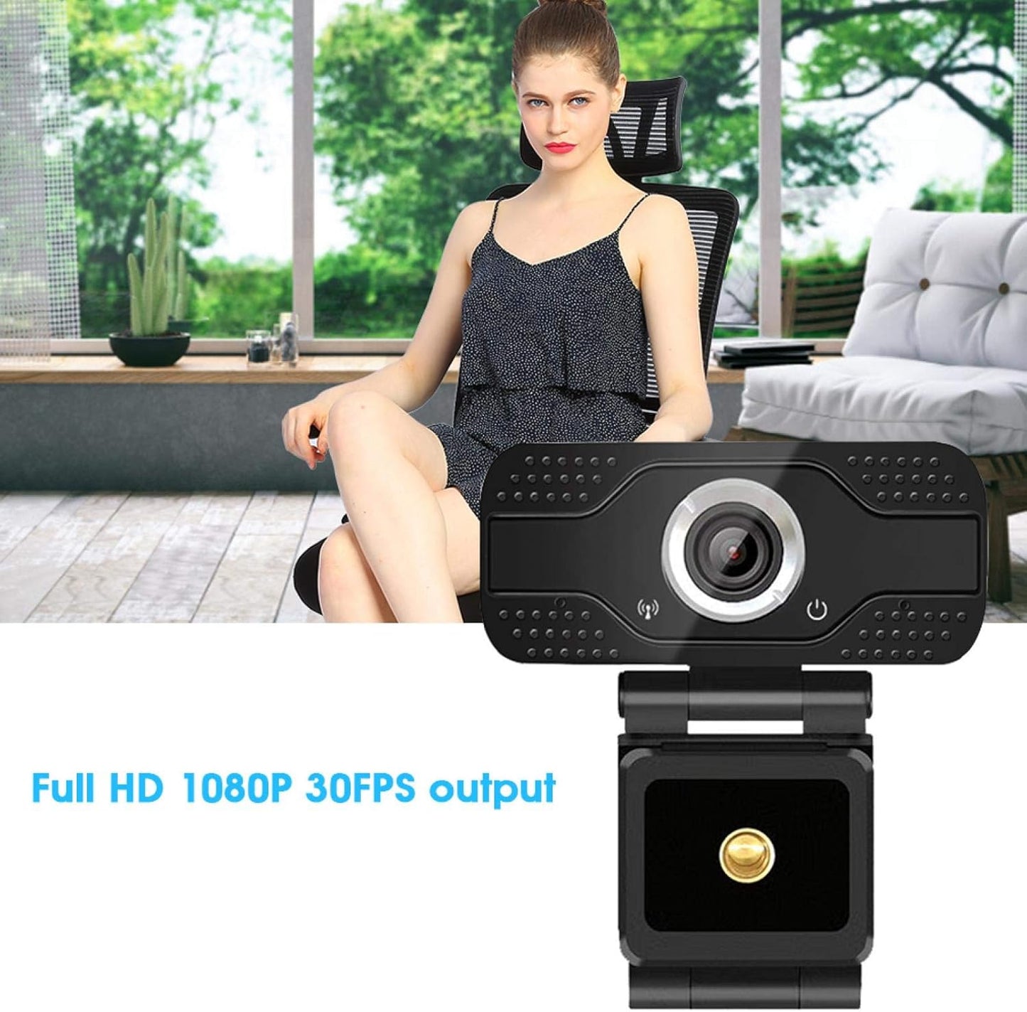 WNSC 1080P 30FPS Computer Camera, Full HD PC Camera Desktop Noise Reduction with Microphone for Laptop