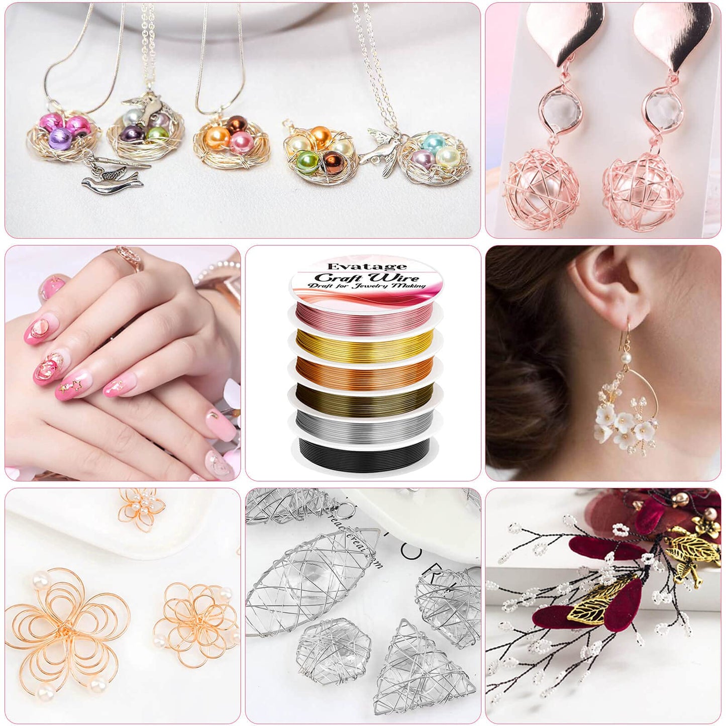 20 Gauge Jewelry Wire for Jewelry Making, Evatage 6 Rolls Craft Wire Tarnish Resistant Copper Beading Wire for Jewelry Making Supplies and Crafts