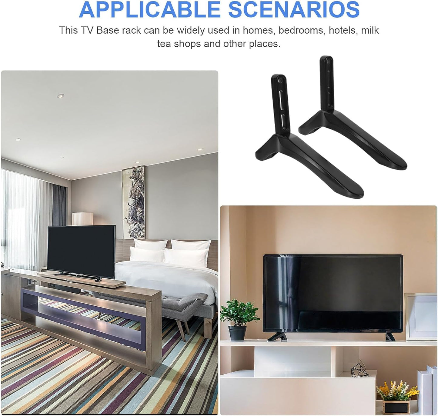 BESPORTBLE TV Stand Base Replacement Stable TV Holder Bracket with Screws Black Desktop Pedestal for Home Living Room