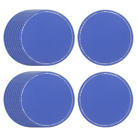 uxcell 20 Pcs Leather Patches for Hats, Round Leather Hat Patches with Adhesive, Rustic Faux Iron on Blank Patch for Laser Engraving Fabric Repair Sew Crafts, Blue