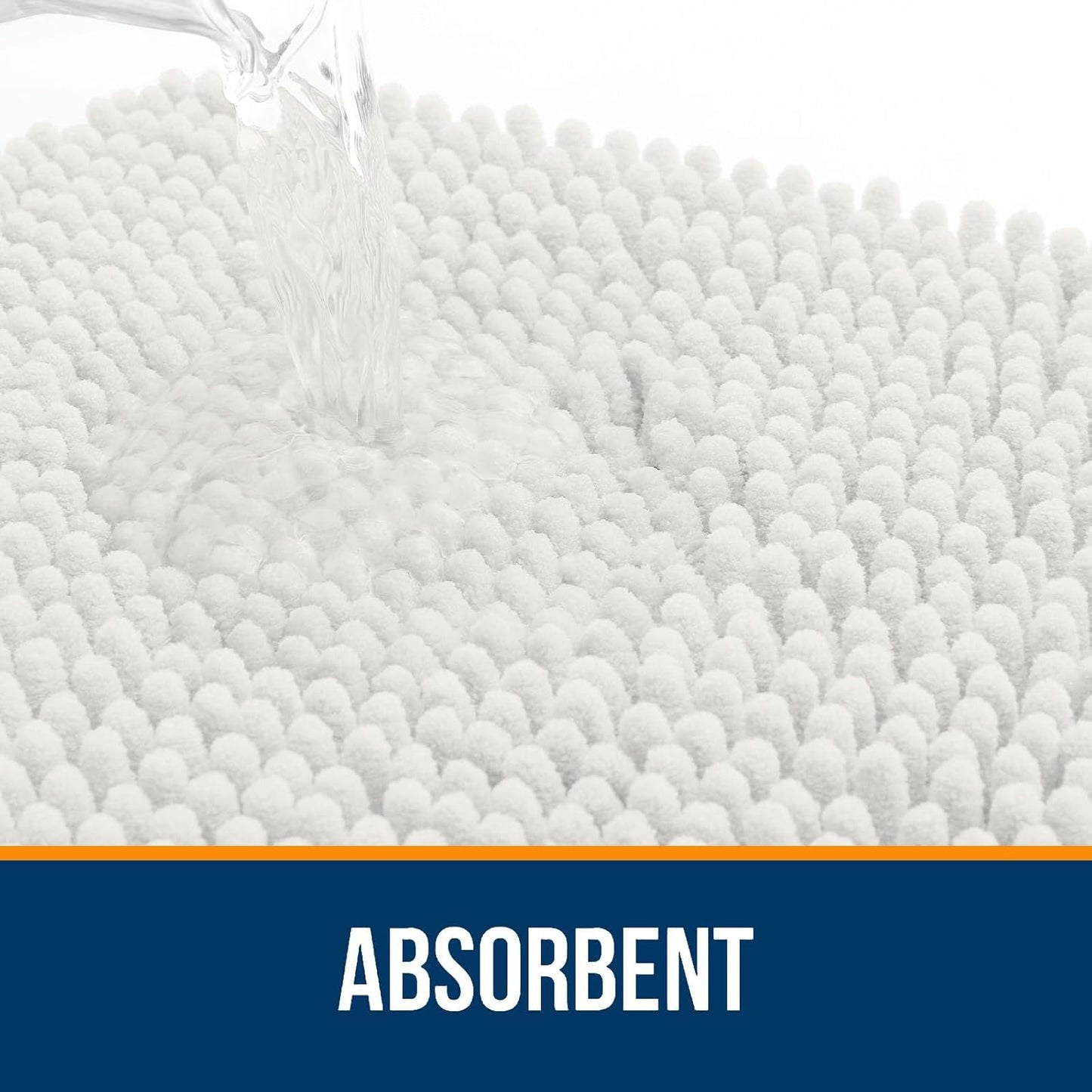 OLANLY Bathroom Rugs - Extra Soft Chenille Bath Mats | Quick-Dry, Machine Washable, Ivory 34x21