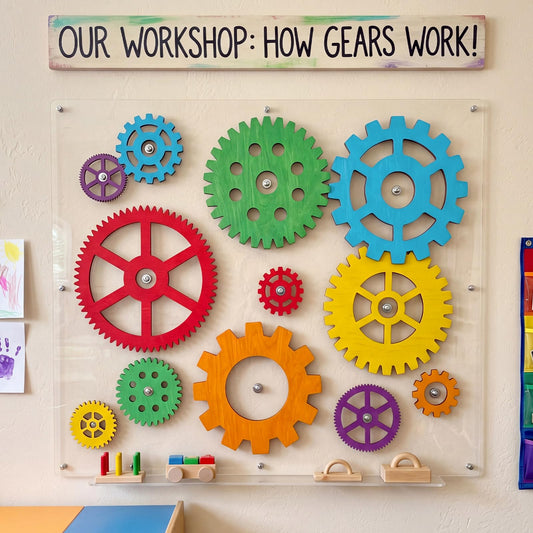 Yerliker 12 Pcs Wood Gear Wall Decorations Set for Craft, 12in-3in Large Colorful Rustic Wheel Cogwheel Steampunk Industrial Art Craft Lab Home Office Bar Cafe Party