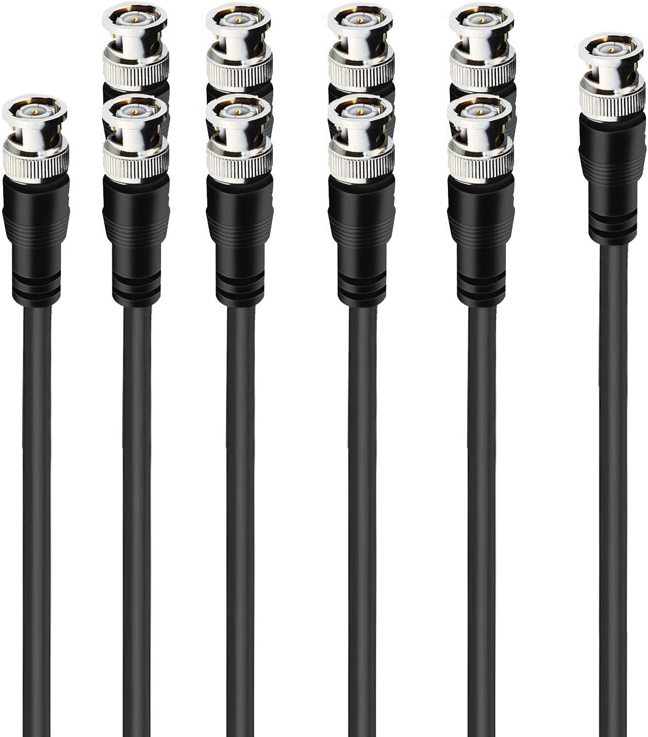JOINSI 5-Pack 16ft 75-Ohm BNC Male to BNC Male Jumper Cable Extension Connector for CCTV DVR to TV System
