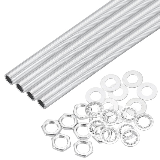 MECCANIXITY 28Pcs 16.5" Lamp Pipe Kit with Nuts Washers 1/8IP Thread Fasteners Assortment for Chandelier Ceiling Light Repair Assembly DIY Hardware