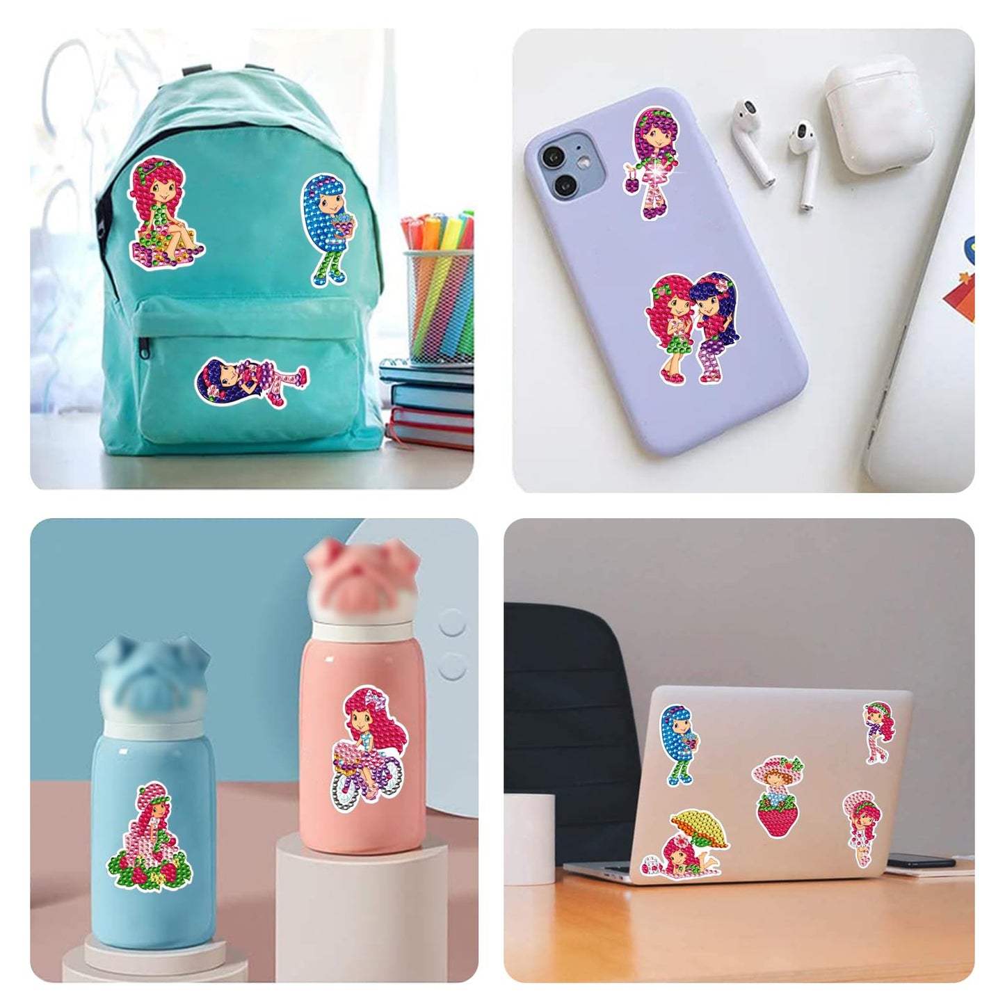 FLYSONG Diamond Art Kits for Kids Adults,DIY Cartoon Princess 22 Pcs Creative Diamond Art Stickers - Gem Painting Craft Mosaic Stickers by Number Kits (Cartoon Princess)