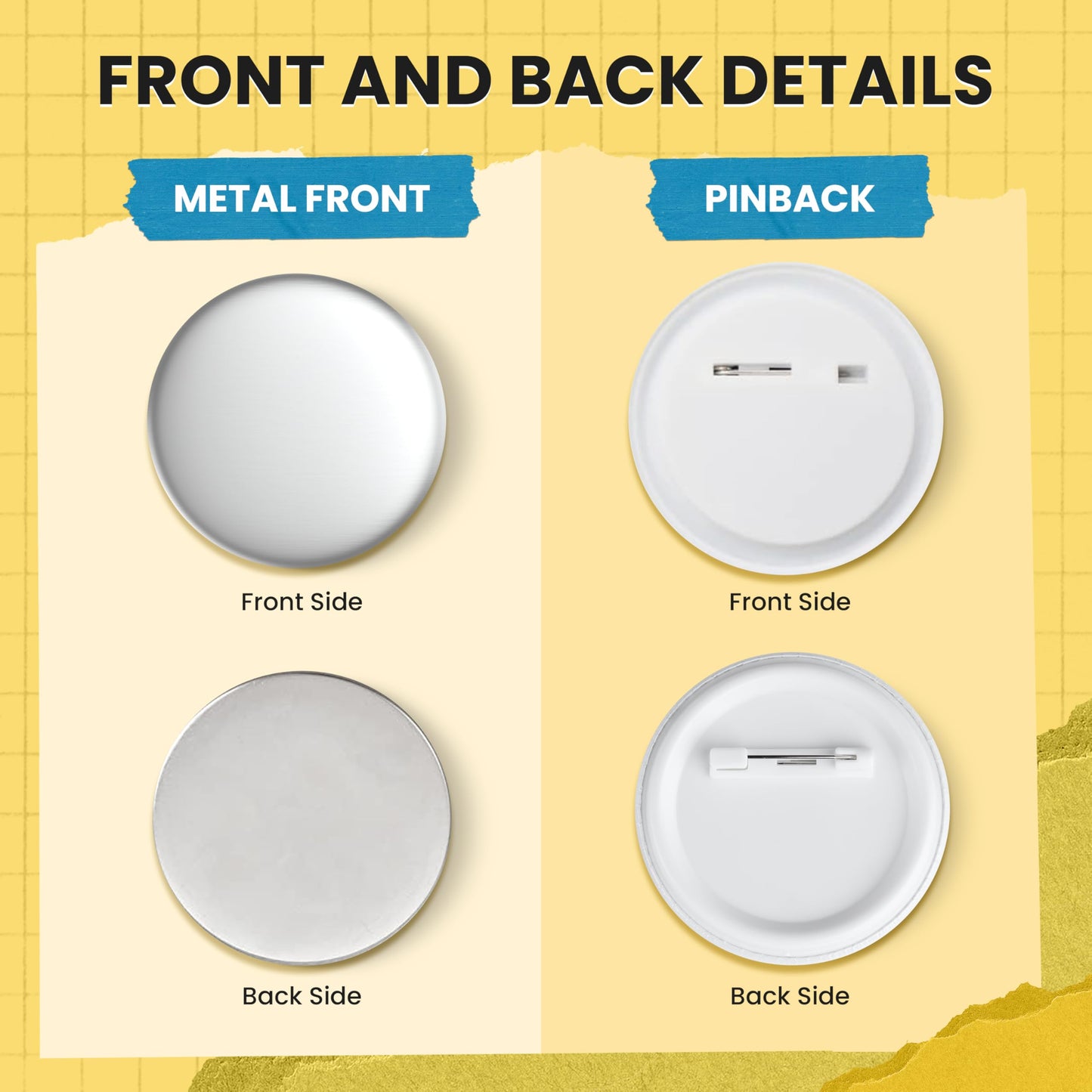 Nice2Have 100 Sets of Pinback Button Parts 2.25 inch (58mm) - Button Maker Supplies for Button Maker Machine