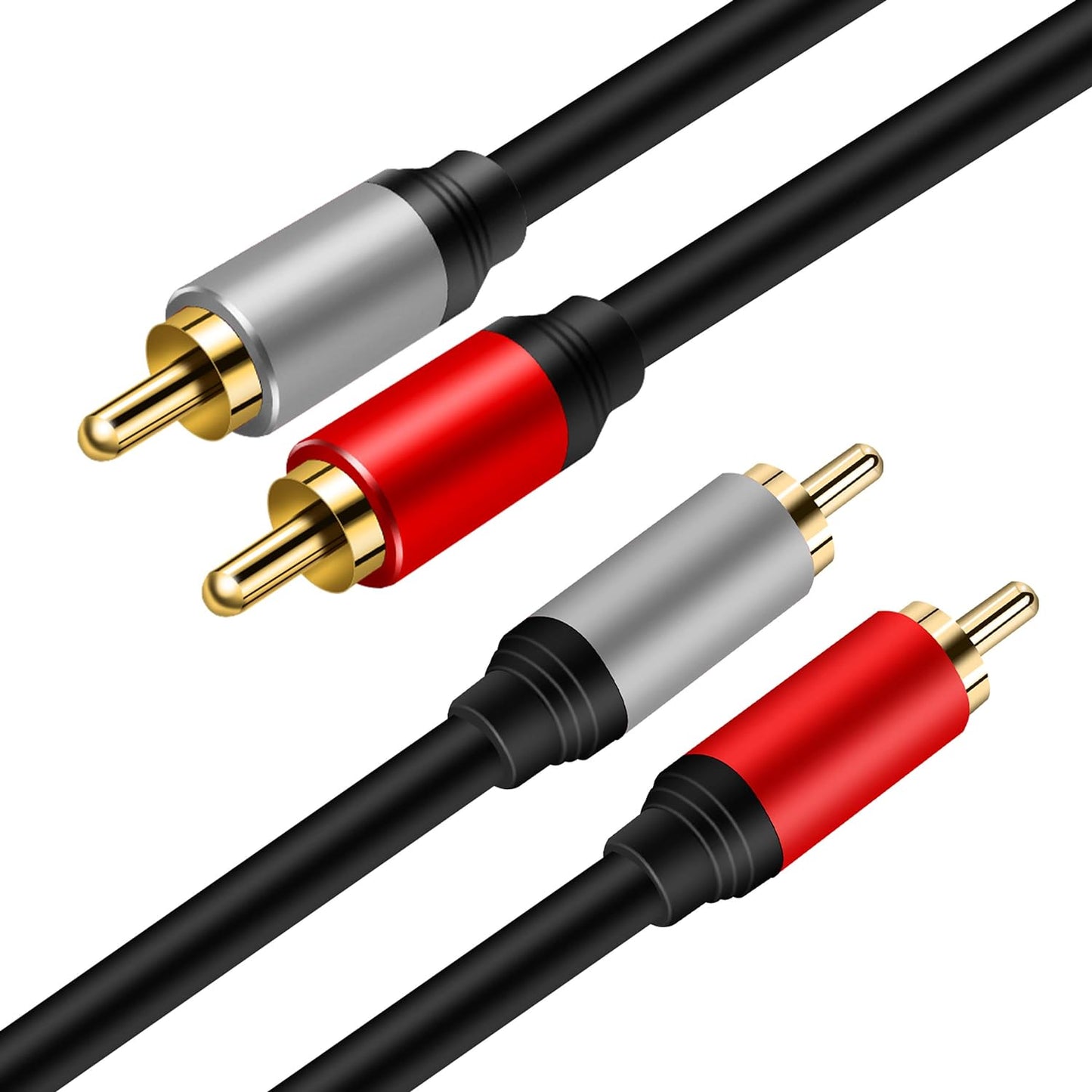 2RCA 2RCA 15Ft, 2 2 (15Ft/5M) Tan QY to Cable Gold-Plated RCA Male to RCA Male Stereo Audio Cable for Home Theater