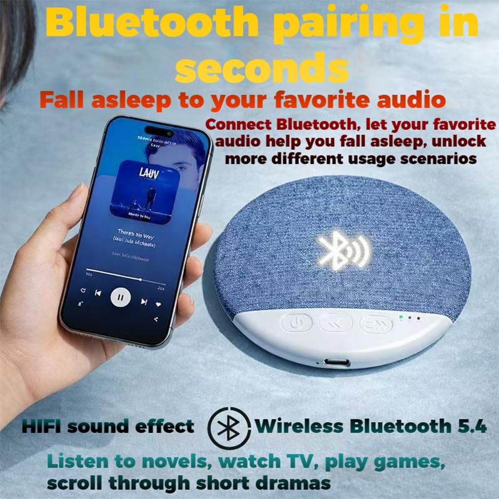 5.4 Bluetooth Pillow Speaker for Sleeping, Under Pillow Speaker Bluetooth with White Noise, Ultra Slim Blue-Tooth