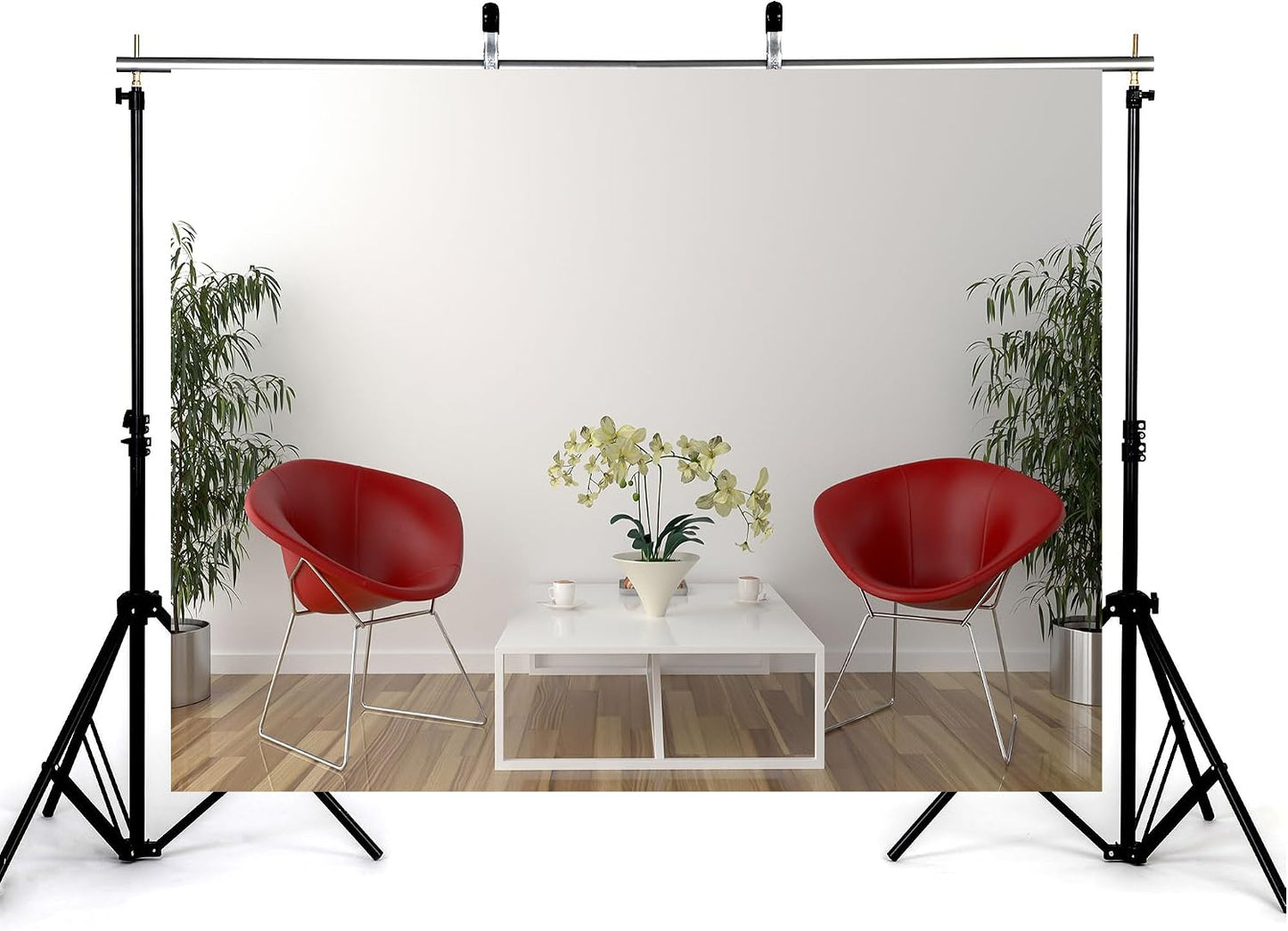 KeyWork 9x6ft Modern Red Accent Chairs Backdrop Contemporary Interior Photography Background for Minimalist Party