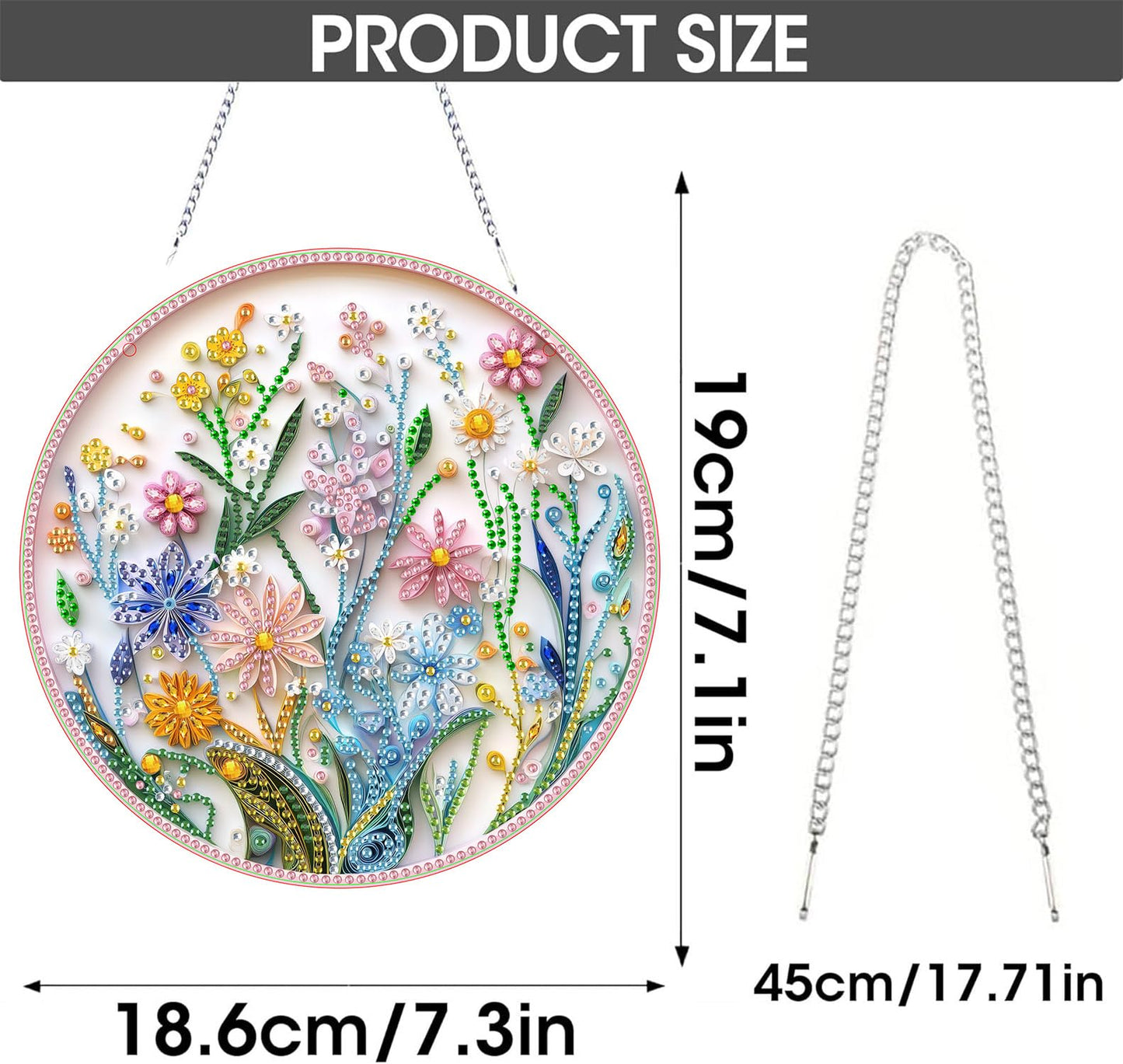 SKRYUIE Flower Hanging Diamond Art Kits for Adults Pendant Suncatcher, Special Shaped Crystal DIY Pearl Diamond Painting Kit, Gift for Mother Spring Summer Window Wreath Decor 7.5 x 7.3 Inch