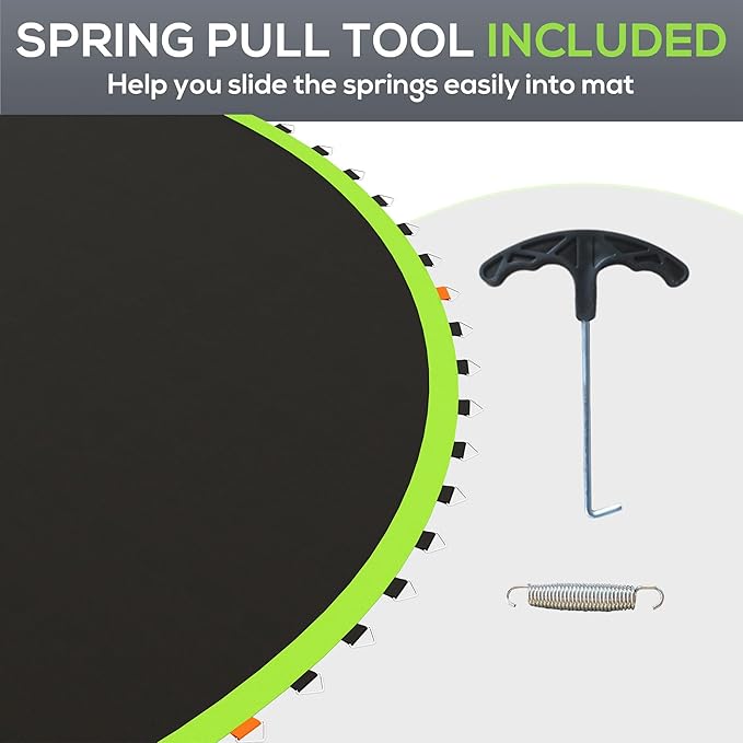 Soozier Trampoline Replacement Mat, Fits 12' Trampoline with 72 V Hooks, 5. 5" Springs, Trampoline Mat with 8 Rows of Stitching, Spring Pull Tool Spring, Frame not Included