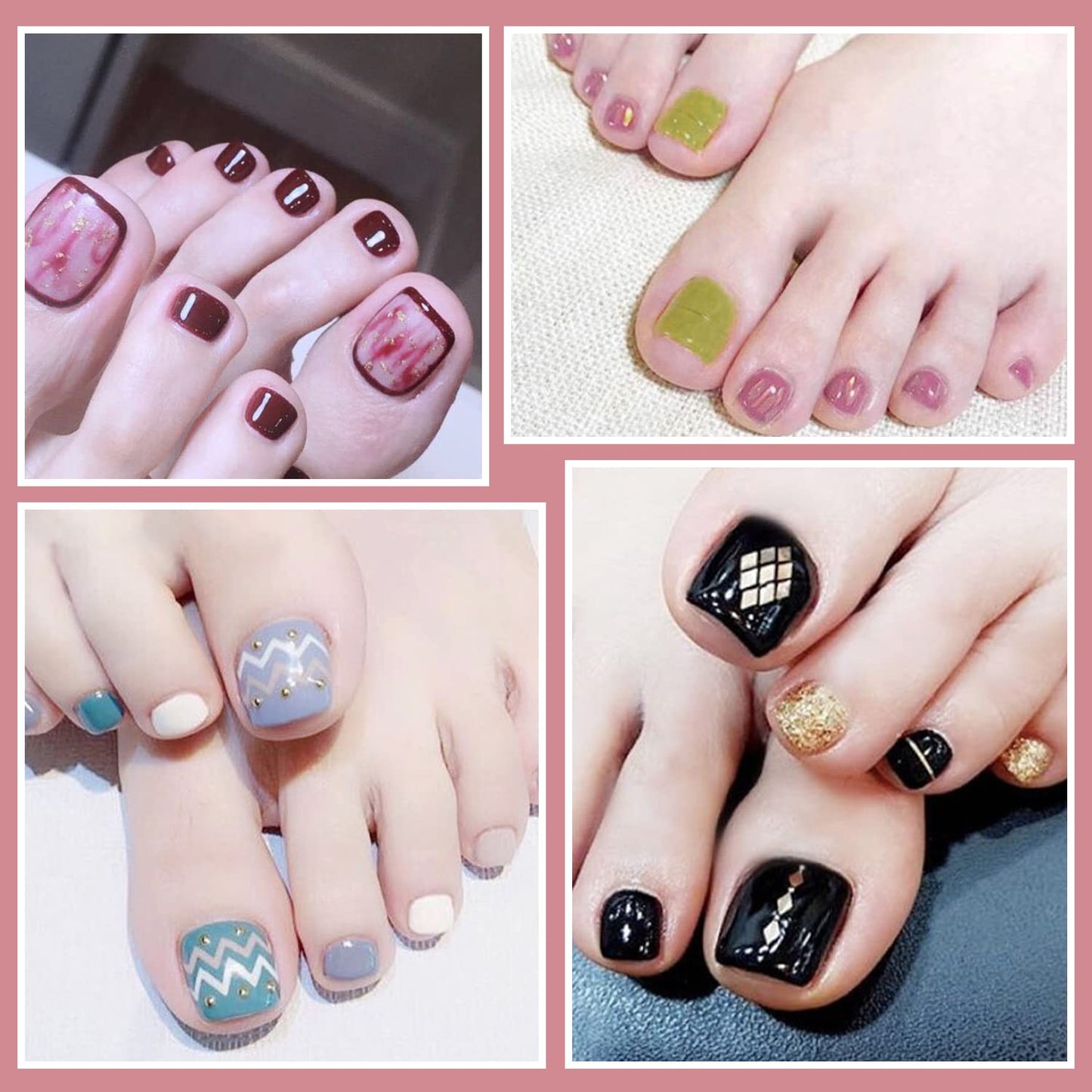 SILPECWEE 40 Sheets Toe Nail Stickers Full Wraps Polish Strips for Women Gel Self Adhesive Decals Toes Manicure Sticker Accessories With 1pc File