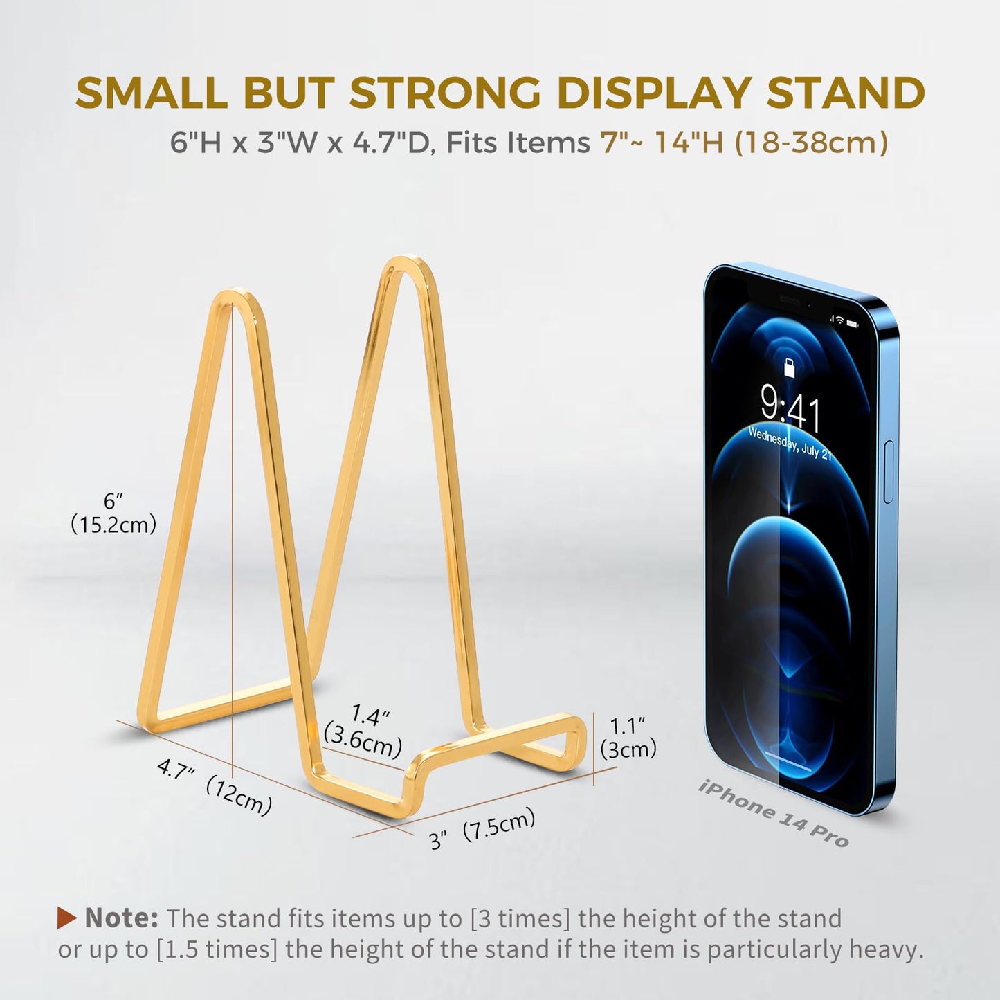 Plate Holder Easel Display Stand - 6 inch Metal Plate Stands for Display - Tabletop Picture Stand - Gold Iron Easels for Display Pictures | Photo Frames | Book | Decorative Plates | Plaque - 3 Pack