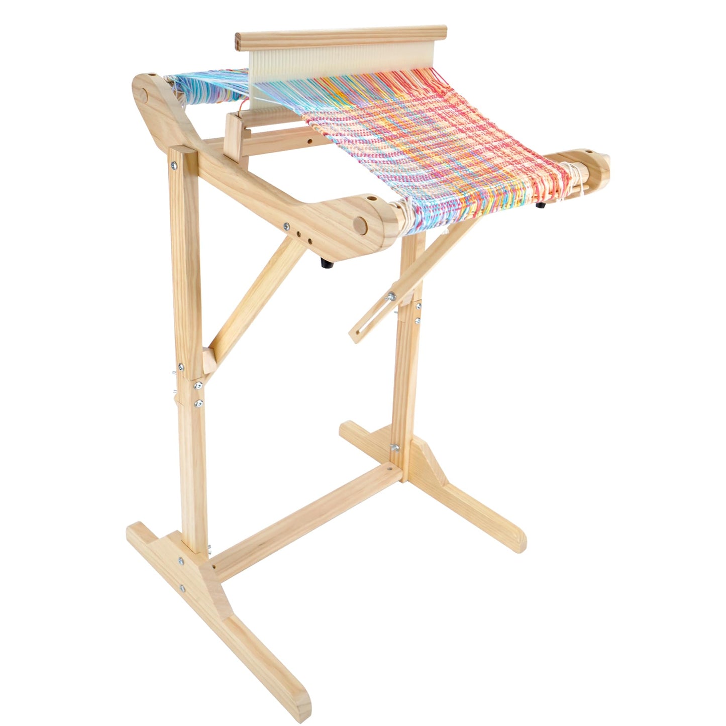 PURCOULEUR 16 Inches Rigid Heddle Loom with Holder, Wooden Weaving Loom for Adults, Multi-Craft Frame Loom for Beginners, Threads Warping Frame with Peg, Yarn Stand, Heddle Shed Stick Weaving Loom Kit