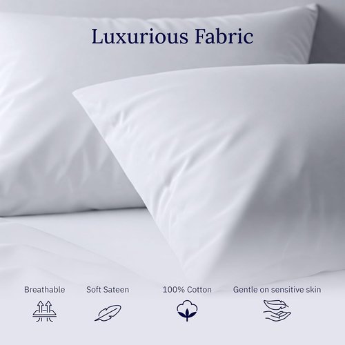 Luxuriously Soft 600 Thread Count Cotton Pillowcases - Set of 2 in Blue for Standard & Queen Pillows
