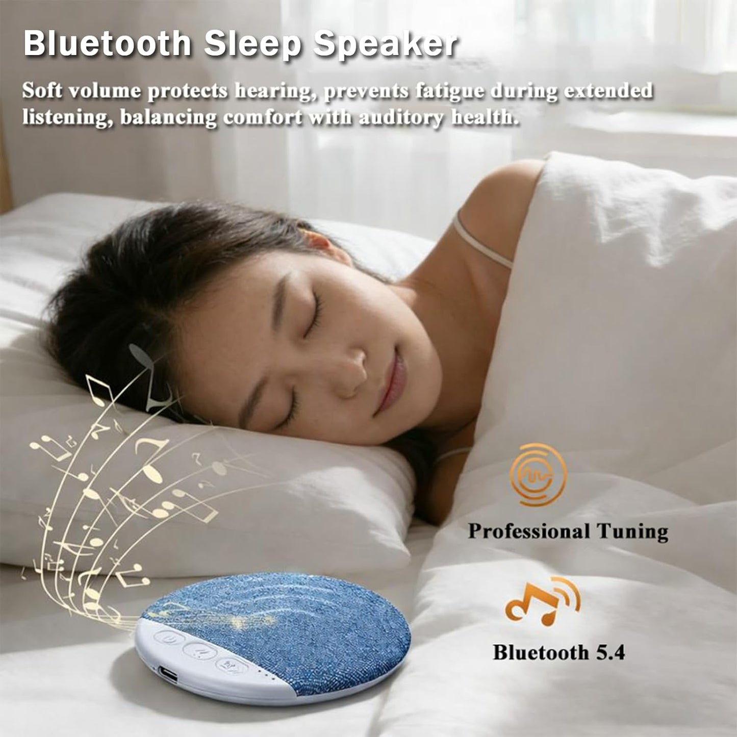 Generic Bluetooth Pillow Speaker for Sleeping, Mini Portable Under Pillow Speaker with White Noise Timer Wireless Sleep