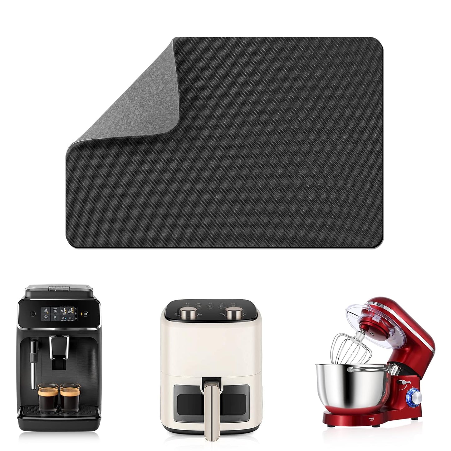 LOPNUR 14"x10" Small Appliance Slider, Appliance Sliders for Kitchen Appliances, 360° Rotating Sliding Tray for Coffee Maker, Heat Resistant Mat Cut to Fit Stand Mixer Air Fryer Microwave, Gray