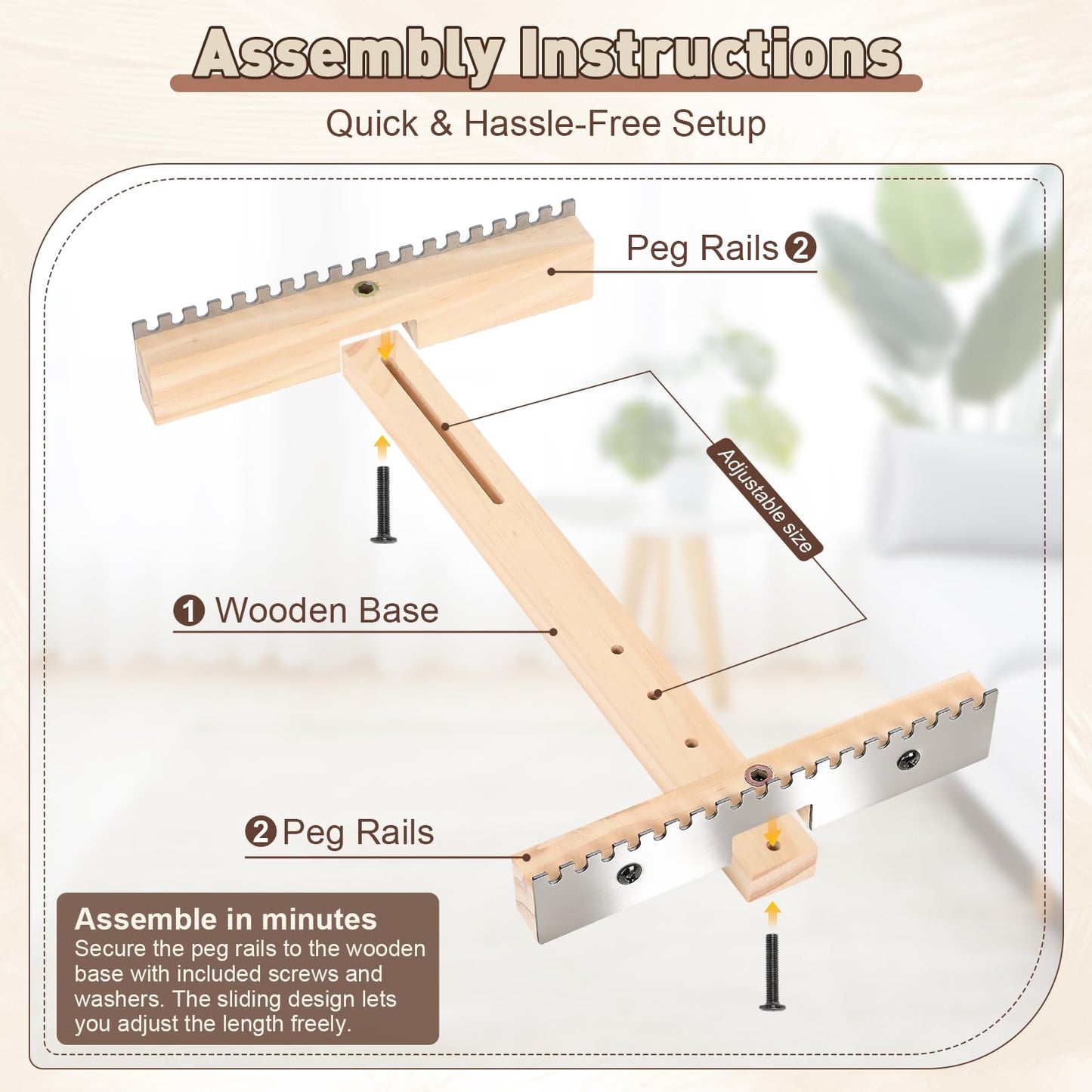 Adjustable Tapestry Weaving Loom, Wooden Craft Weaving Loom Kit, Small Expandable 4.72in to 13in, Wooden Frame to Handcraft Art for Beginners Experts, Wood Weaving Kit