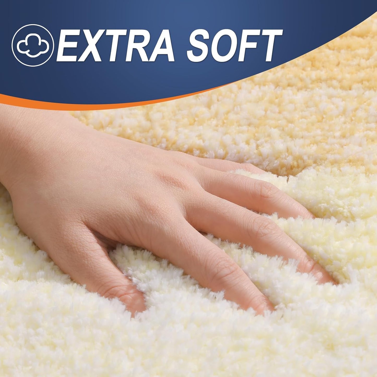 OLANLY Large Bath Rug Mat - Extra Soft Microfiber with Rubber Backing | Quick Dry & Washable, Light Yellow 54x24