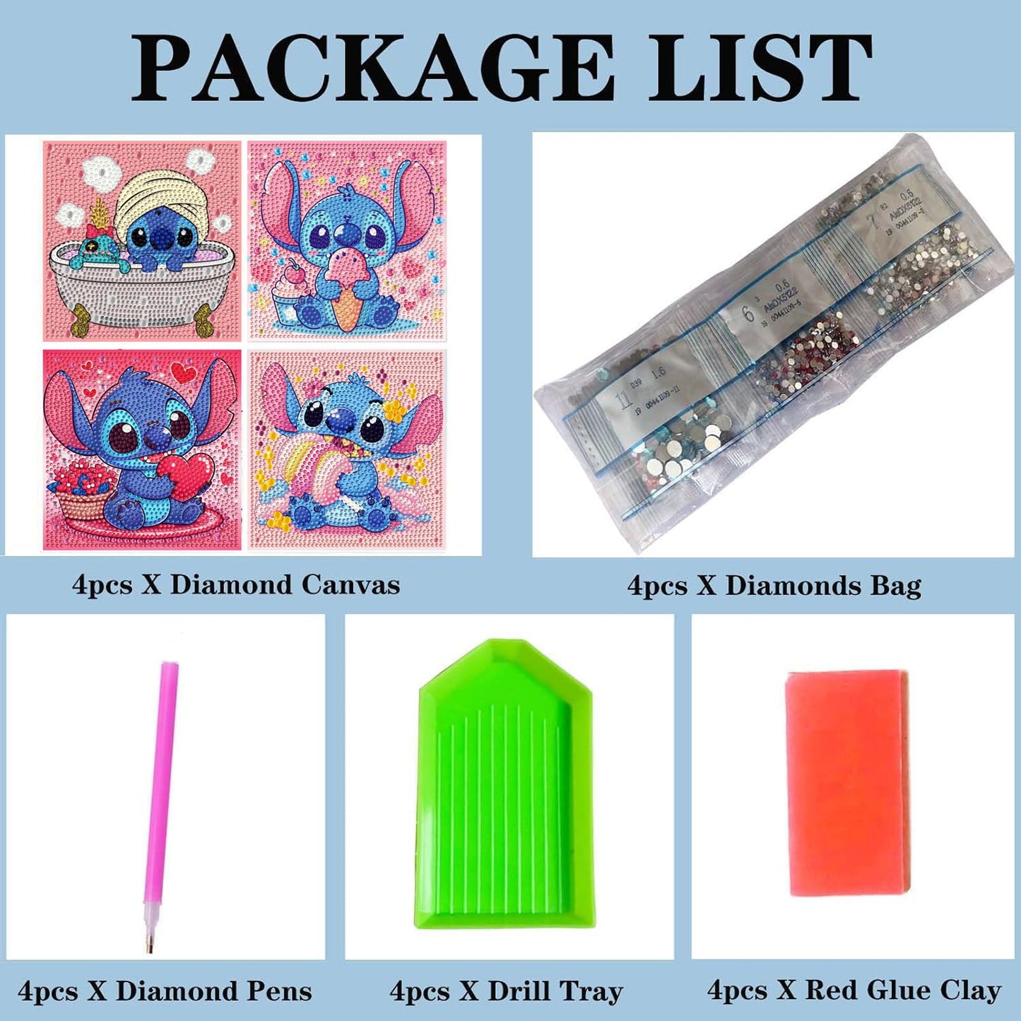 CraftyTime 4pack Diamond Art Painting Kits for Kids,Cartoon Diamond Art for Kids Ages 4-8-12,Easy Cartoon Gem Kit Crafts Beginners for Gift Home Wall Decor(6x6inch)