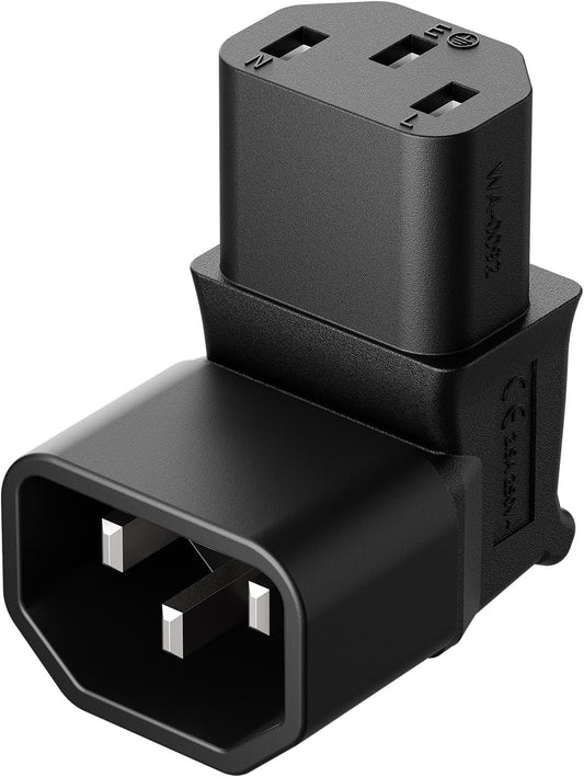 Vellcon 320 C14 C13 90 3Pole 90Degree IEC to Power Adapter PDU Plug/Socket Down Degree Wall-Mounted LCD TV AC Connector