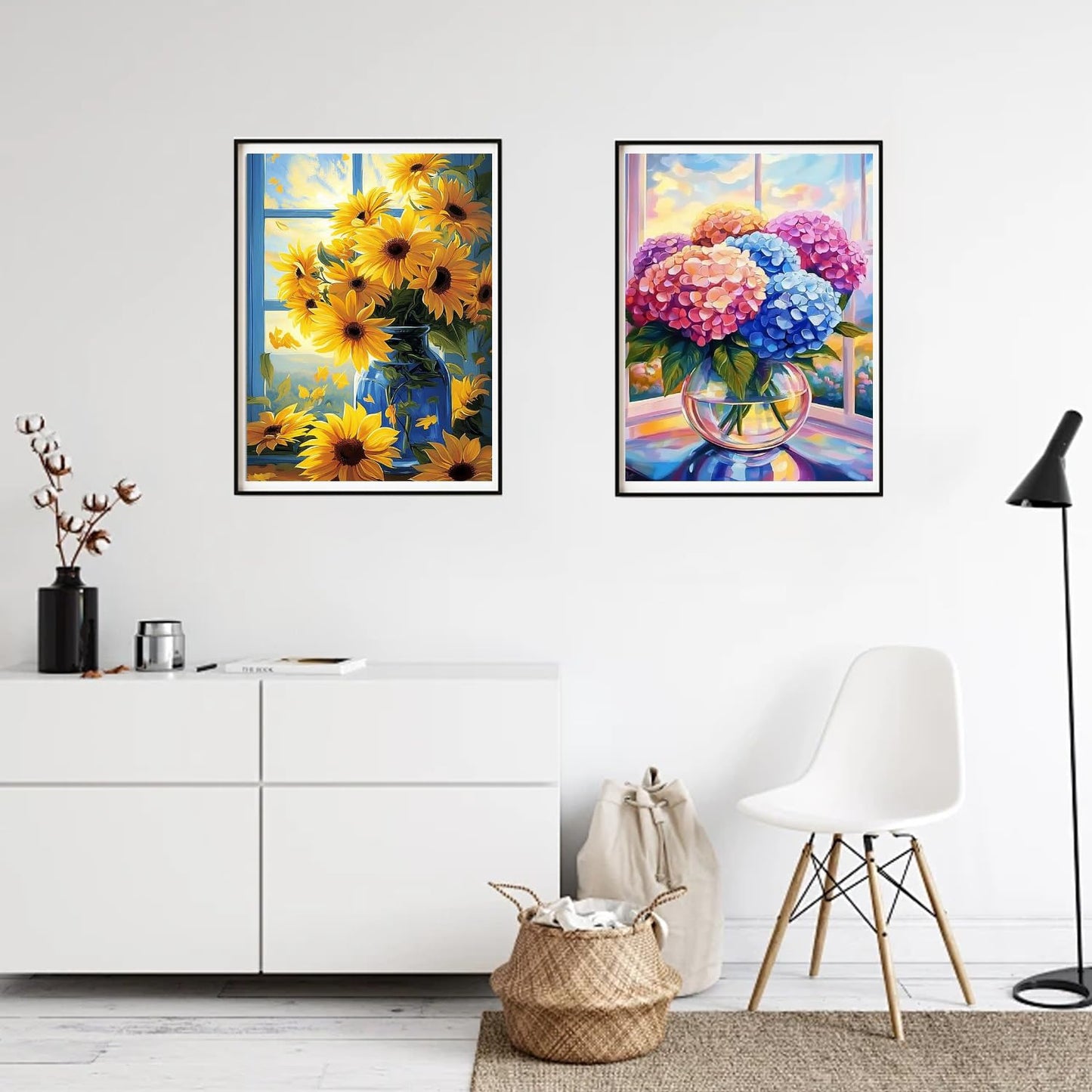DOZEEZOP 4 Pack 5D Diamond Painting Kits for Adults, Diamond Art Kits for Beginners of All Ages, Round Full Drill Painting by Numbers Crafts Home Wall Decor 12 x 16 Inches Floral